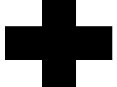 A black plus sign on a white background. The symbol often represents medicine or help.
