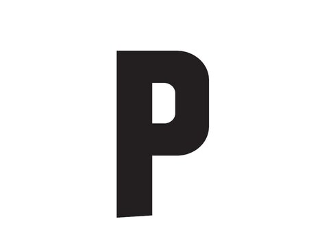 A stylized black "P" on a white background. The design is simple and modern.
